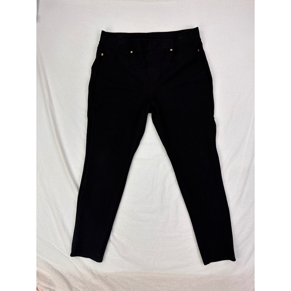 Michael Kors Womens XL Black Pull On High Rise Slim Leg Pants Leggings Twill